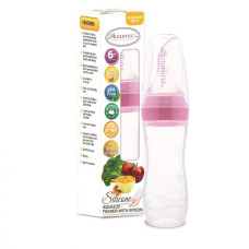 Autumnz - Silicone Squeeze Feeder With Spoon *Stand Neck 120ml* (Pink)